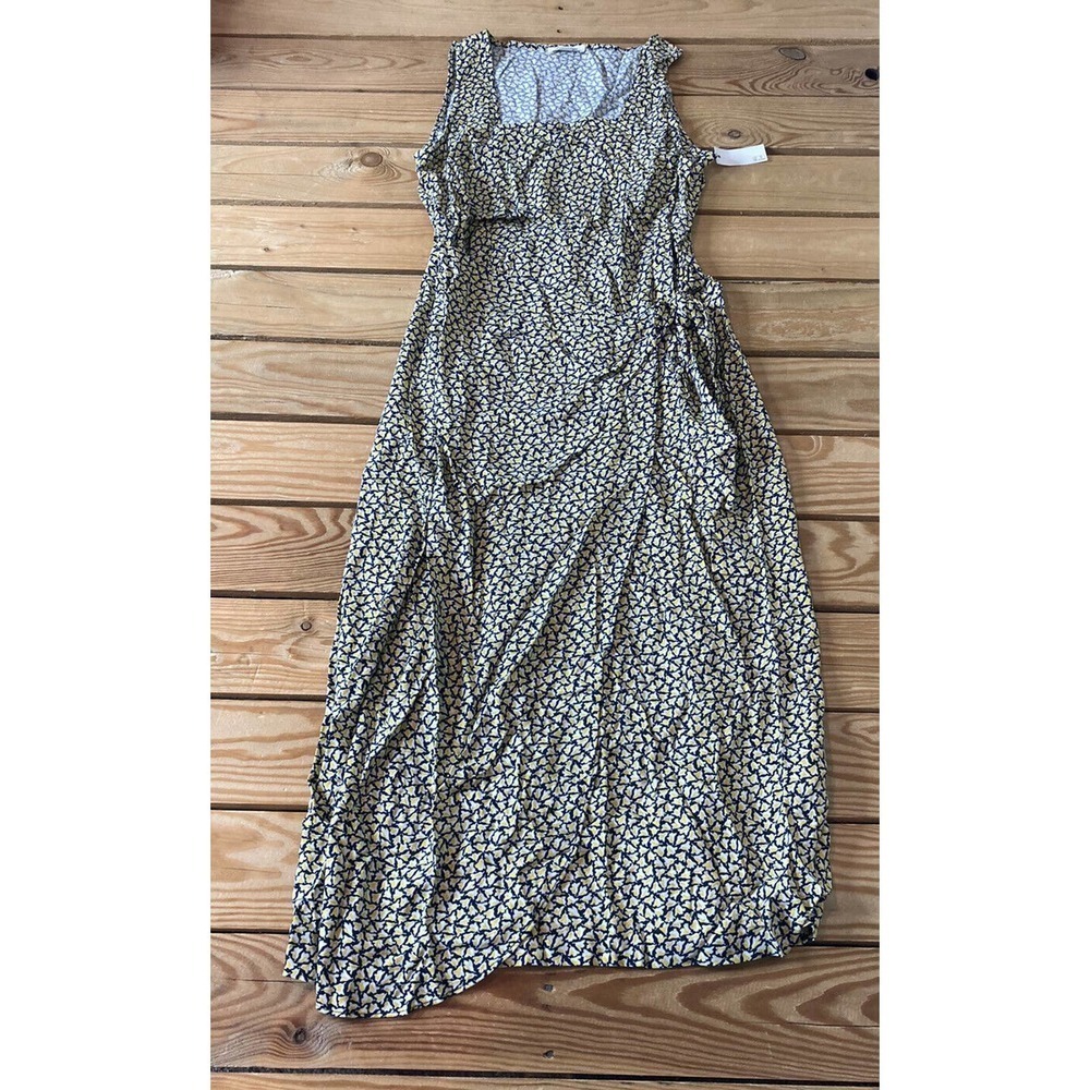 NWT Goodthreads Floral Sleeveless Midi Dress Small Yellow Square Neck